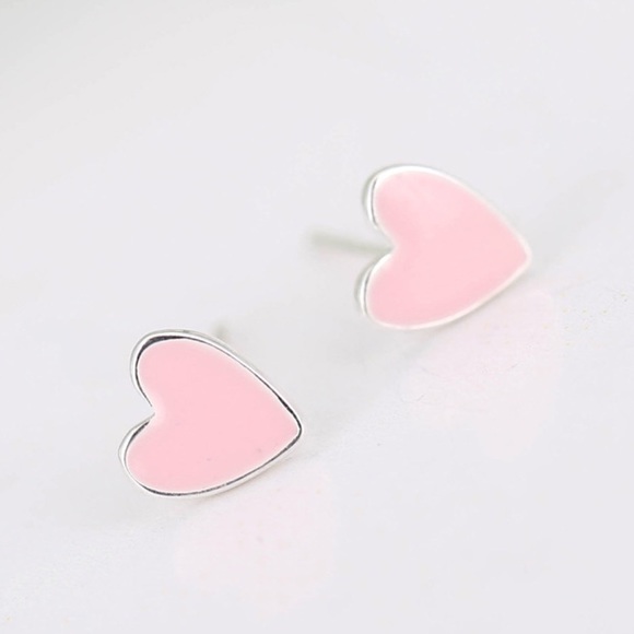 Jewelry - 🎄 LAST 1- (925) PINK LUCITE HEART EARRINGS